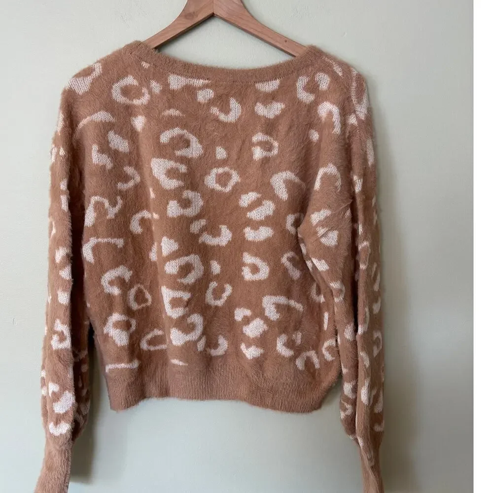 Express Leopard Animal Print Soft Sweater Pullover Small